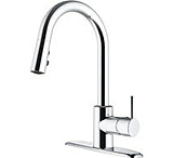 Image of American Brass RV Kitchen Faucet With Hi Arc Bullet Spout Single Lever Handle And Pull Down Sprayer Brushed Nickel