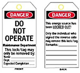 Image of Brady Worldwide Do Not Oper L/O Tag Hdty Poly 65521