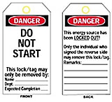 Image of Brady Worldwide Do Not Start L/O Tag Ec Vyl 66058