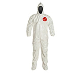 Image of DuPont Tychem 4000 Coverall w/Standard Fit Hood, Attached Socks, 12 Pack