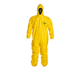 Image of DuPont Tychem QC Yellow Coveralls with Standard Fit Hood and Elastic Wrists w/ Ankles, Case of 4
