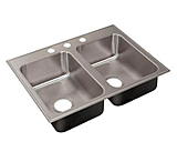 Image of Just Manufacturing Ss Dbl Sink W/FAUCET Ledge DL-2228-A-GR