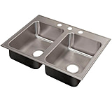 Image of Just Manufacturing Ss Dbl Sink W/FAUCET Ledge DL-2233-A-GR