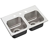 Image of Just Manufacturing Ss Dbl Sink W/FAUCET Ledge DL-1829-A-GR