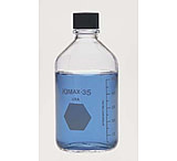 Image of Kimble/Kontes KIMAX Media/Storage Bottles, KG-35 Borosilicate Glass, Graduated, Kimble Chase 61110R 500 Black Phenolic 14-B White Rubber-Lined Closure