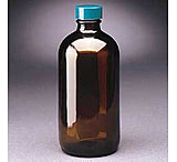 Image of Qorpak Boston Round Bottles, Amber, Narrow Mouth, Qorpak 7720A With Tinfoil-Lined Black Phenolic Cap, Case of 24
