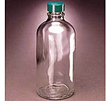 Image of Qorpak Boston Round Bottles, Narrow Mouth, Qorpak 7909 With Fluoropolymer Resin-Lined Green Thermoset Cap, Case of 48
