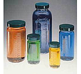 Image of Qorpak Bottle Beakers, Medium Rounds, Wide Mouth, Qorpak 7983 With Fluoropolymer Resin-Lined Green Thermoset Cap, Case of 24