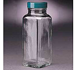 Image of Qorpak French Square Bottles, Wide Mouth, Qorpak 7703A With Tinfoil-Lined Black Phenolic Cap, Case of 48