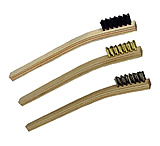 Image of Redtree Industries Wood Handle Scratch Brush Brass Nylon Stainless Steel Set