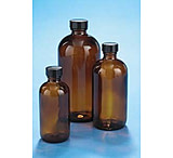 Image of VWR Boston Round Bottles, Amber, Narrow Mouth VW5123233V22 Convenience Packs With Caps Attached
