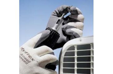 Image of Ansell Healthcare HyFlex Foam Gloves, Ansell 205673 Black Gloves With Gray Liner