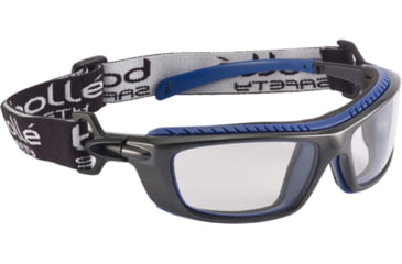 Image of Bolle Baxter Hybrid Safety Glasses, Black Blue Frame, Clear Lens, 40276