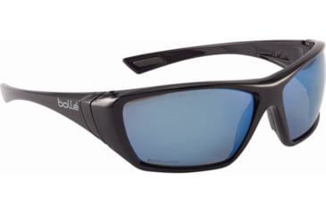 Image of Bolle Hustler Safety Glasses, Black Frame, Blue Flash Lens, 40151
