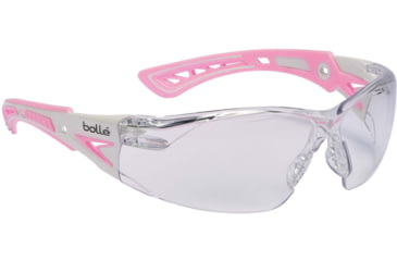 Image of Bolle Rush+ Small Safety Glasses, Pink White Frame, Clear Lens, 40254
