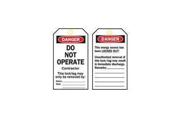 Image of Brady Worldwide B851 5.75HX3 BK/RD/WH L/O PK25 50253