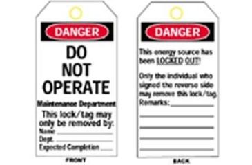 Image of Brady Worldwide Do Not Oper L/O Tag Hdty Poly 65521