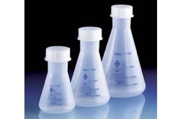 Image of BrandTech Erlenmeyer Flasks with Screw Caps, PMP, BrandTech V669941 Polypropylene Flasks