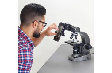 Image of Carson 40x-1600x Table Top Microscope w/Universal Smartphone Adapter for Microscopes, Black/Gray, MS-160SP