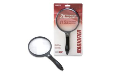 Image of Carson 5in Soft-Grip Magnifier, 2x with 11.5x spot Lens and Case