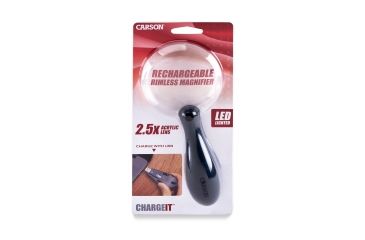 Image of Carson ChargeIt LED Lighted Magnifier, Grey, 3.4 x 1.2 x 7.9 Inches, UM-90