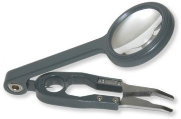 Image of Carson Fish'n Grip 4x Magnifier with Attached Precision Tweezers, Hook Cleaner, and Line Cutter OD-99
