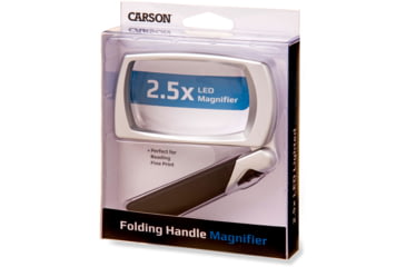 Image of Carson LED Lighted Folding Rectangular Magnifier, 2.5x Power, Silver/Black, Small, MJ-30