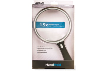 Image of Carson LED Lighted Oversized Handheld Magnifier, 1.5x Power, 5in, Black/Silver, Small, SV-55GL