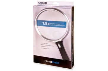 Image of Carson LED Lighted Oversized Handheld Magnifier, 1.5x Power, 5in, Black/Silver, Small, SV-55GL
