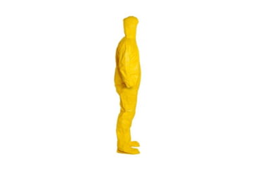 Image of DuPont Tychem 2000 Coveralls w/Standard Hood and Attached Socks, Serged Seams, Yellow, Large CS12 QC122SYLLG00