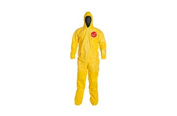 Image of DuPont Tychem 2000 Coveralls w/Standard Hood and Attached Socks, Serged Seams, Yellow, Large CS12 QC122SYLLG00