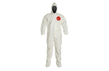 Image of DuPont Tychem 4000 Coverall w/Standard Fit Hood and Attached Socks, White, 2X, 12 Pack, SL122BWH2X00