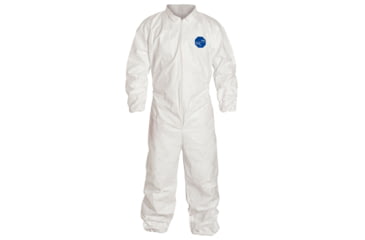 Image of DuPont Tyvek 400 Coverall, Collar, Stormflap, Elastic Wrists/Ankles/ Waist, Serged Seams, White, Medium, Case of 25, TY125SWHMD00