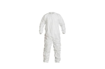 Image of DuPont Tyvek IsoClean Coveralls, Clean-Processed and Sterile, Bound Seams/Neck, Dolman Sleeve, Elastic Wrists/Ankles, White, 2x, Case of 25, IC253BWH2XCS