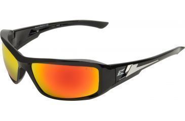 Image of Edge Eyewear Brazeau Safety Glasses Black Frame Aqua Precision Red Mirror Lens Xbap119