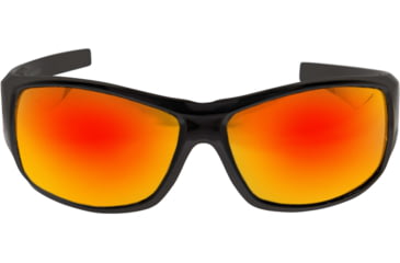 Image of Edge Eyewear Caraz Torque Safety Glasses - Matte Black Frame with Red E Logo / Aqua Precision Red Mirror Lenses, One Size, HZAP139
