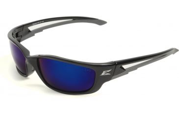 Image of Edge Eyewear Kazbek XL Safety Glasses - Black Frame, Blue Mirror Lens SK-XL118