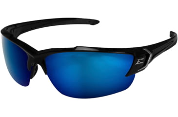 Image of Edge Eyewear Khor G2 Safety Glasses - Black Frame / Polarized Aqua Precision Blue Mirror Lenses, One Size, TSDKAP218-G2