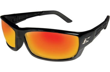 Image of Edge Eyewear Mazeno Slim Fit Safety Glasses, Black Frame / Aqua Precision Red Mirror Lenses, One Size, PMAP119