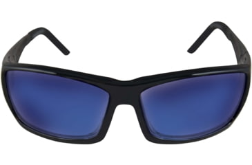 Image of Edge Eyewear Mazeno Slim Fit Safety Glasses, Black Frame / Blue Mirror Lenses, One Size, PM118