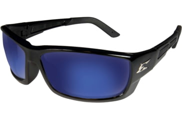 Image of Edge Eyewear Mazeno Slim Fit Safety Glasses, Black Frame / Blue Mirror Lenses, One Size, PM118