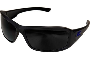 Image of Edge Safety Brazeau Torque Glasses, Black w/Blue E Logo Frame, Smoke Lens, XB136-E4
