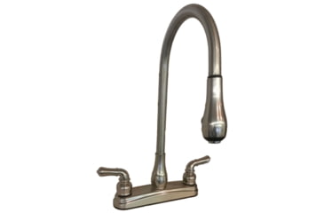 Image of Empire Brass RV Kitchen Faucet With Gooseneck Spout Pull Down Sprayer And Teapot Handles 8, Brushed Nickel, U-YNN2000N