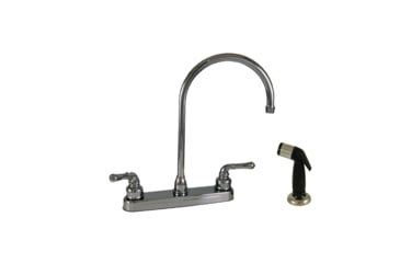 Image of Empire Brass RV Kitchen Faucet With Gooseneck Spout Teapot Handles And Sprayer 8in Chrome, U-YCH801GS