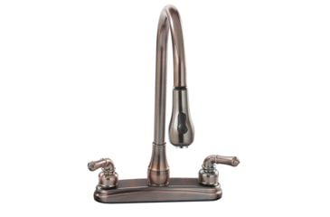 Image of Empire Brass U Yob2000B RV Kitchen Faucet With Gooseneck Spout Pull Down Sprayer And Teapot Handles, Oil Rub Bronze, 8in, U-YOB2000OB
