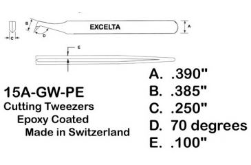 Image of Excelta Tweezer Angle Head Cut 4.5in 15A-GW-PE, Unit EA