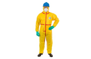 Image of International Enviroguard ChemSplash 1 Coverall w/Hood, Elastic Wrist & Ankle, Yellow, L, 6 Pack, 7015T-L
