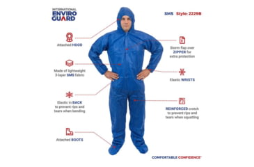 Image of International Enviroguard SmallS 2229 Coverall w/Attached Hood and Boot, Blue, 2XL, 25EA/CS 2229BXXL