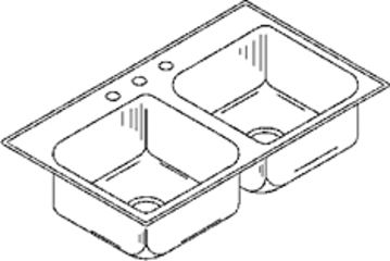 Image of Just Manufacturing Ss Dbl Sink W/FAUCET Ledge DL-2228-A-GR