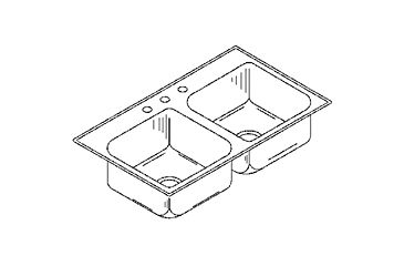 Image of Just Manufacturing Ss Dbl Sink W/FAUCET Ledge DL-2233-A-GR